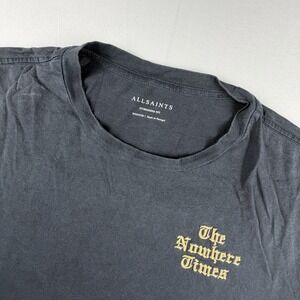 Allsaints Men's Medium The Nowhere Times Black S/S Tee Shirt Oversized Designer